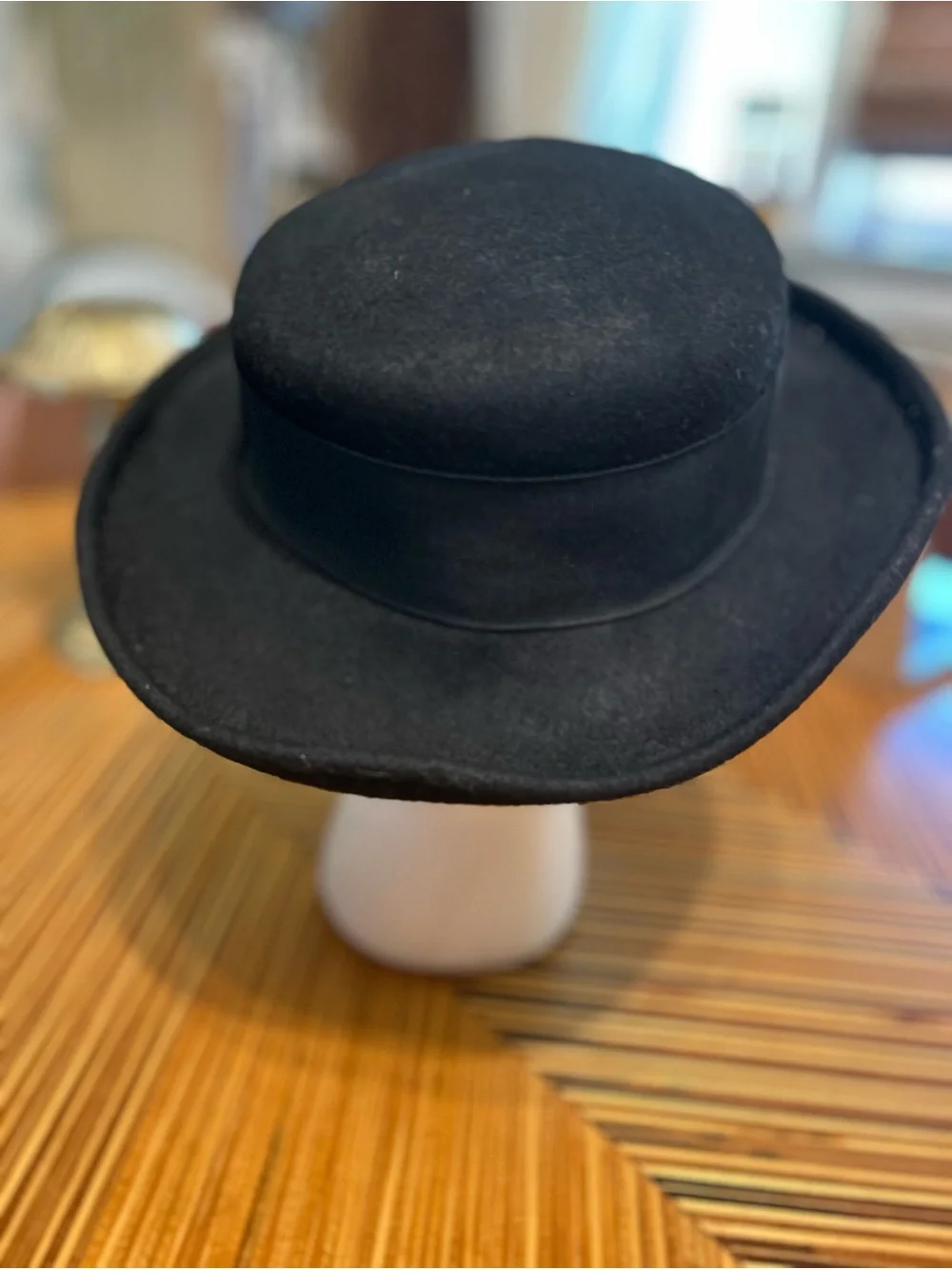 Classic Black Wool Pork Pie Fedora Teller Bowler Hat -  Accessories
